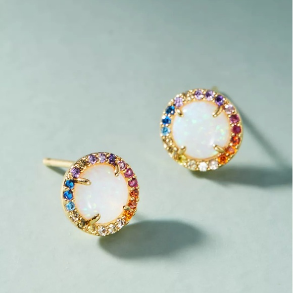 Anthropologie Jewelry - Anthropologie Rainbow Opal Post Earrings